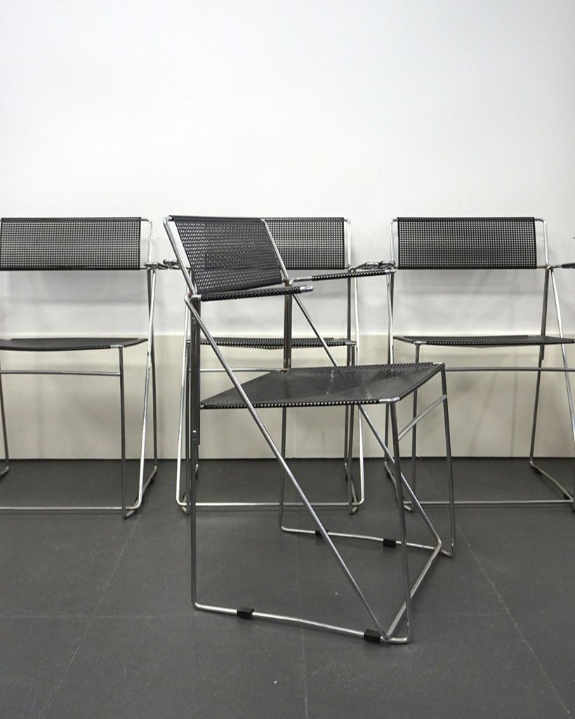 4 X line chairs with armrests designed by Niels Jørgen Haugesen