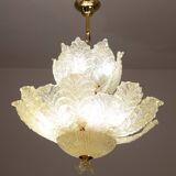Extraordinary large size gold vintage Murano glass chandelier, 1970