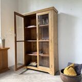 Glass cabinet or display case in pine 1950