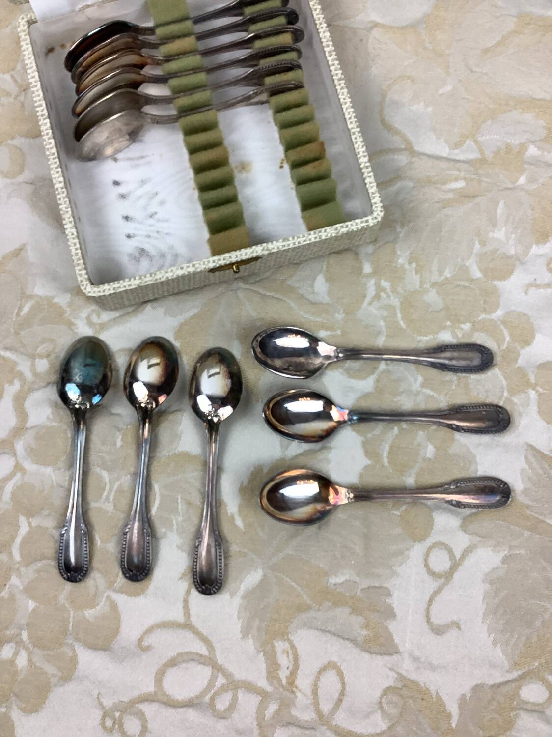 Box of 12 old spoons