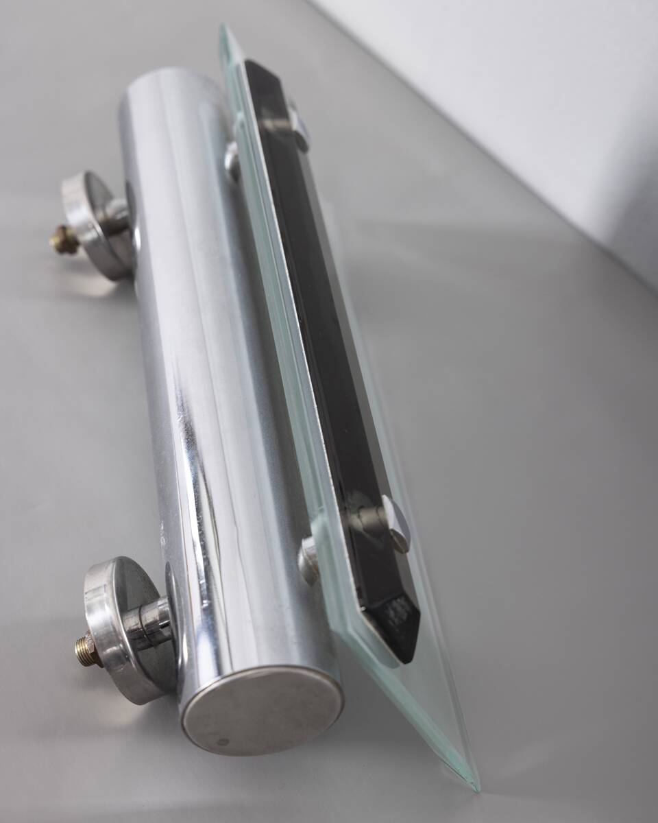 Pair of vintage 1960s metal and glass wall lamps, Italian design