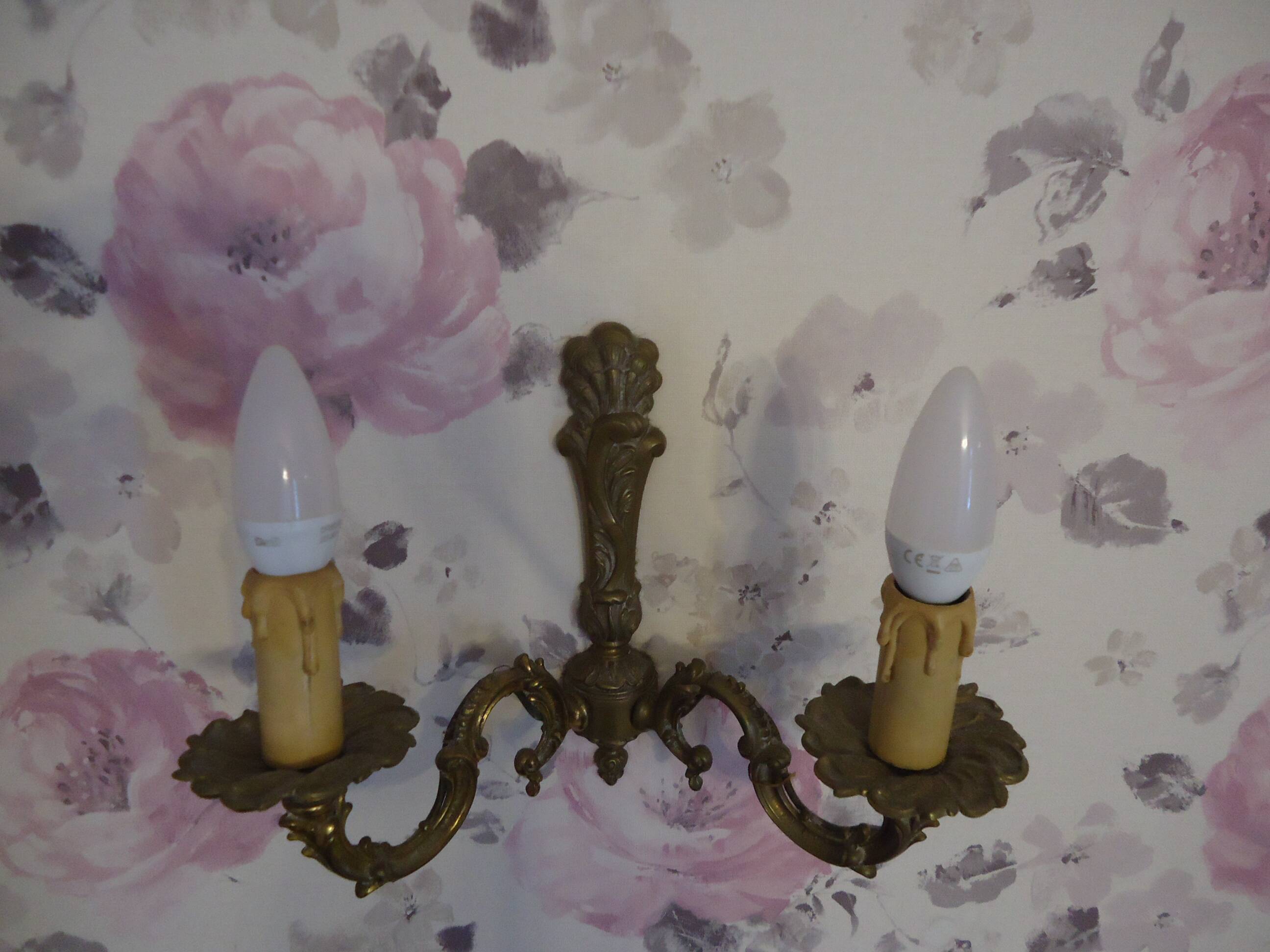 Lustre 5 braches + 2 appliques bronze