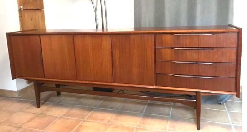 Scandinavian enfilade, vintage cherry wood sideboard