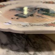Round obernai dish in Sarreguemines earthenware, signed Loux