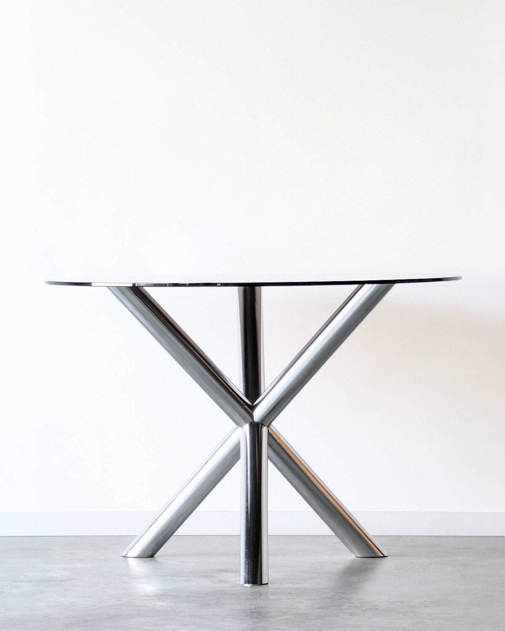 Vintage glass round table, Renato Zevi edition Roche Bobois, 1970.