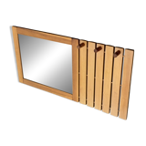 Porte-manteau vintage en pin avec miroir - design des années 1970