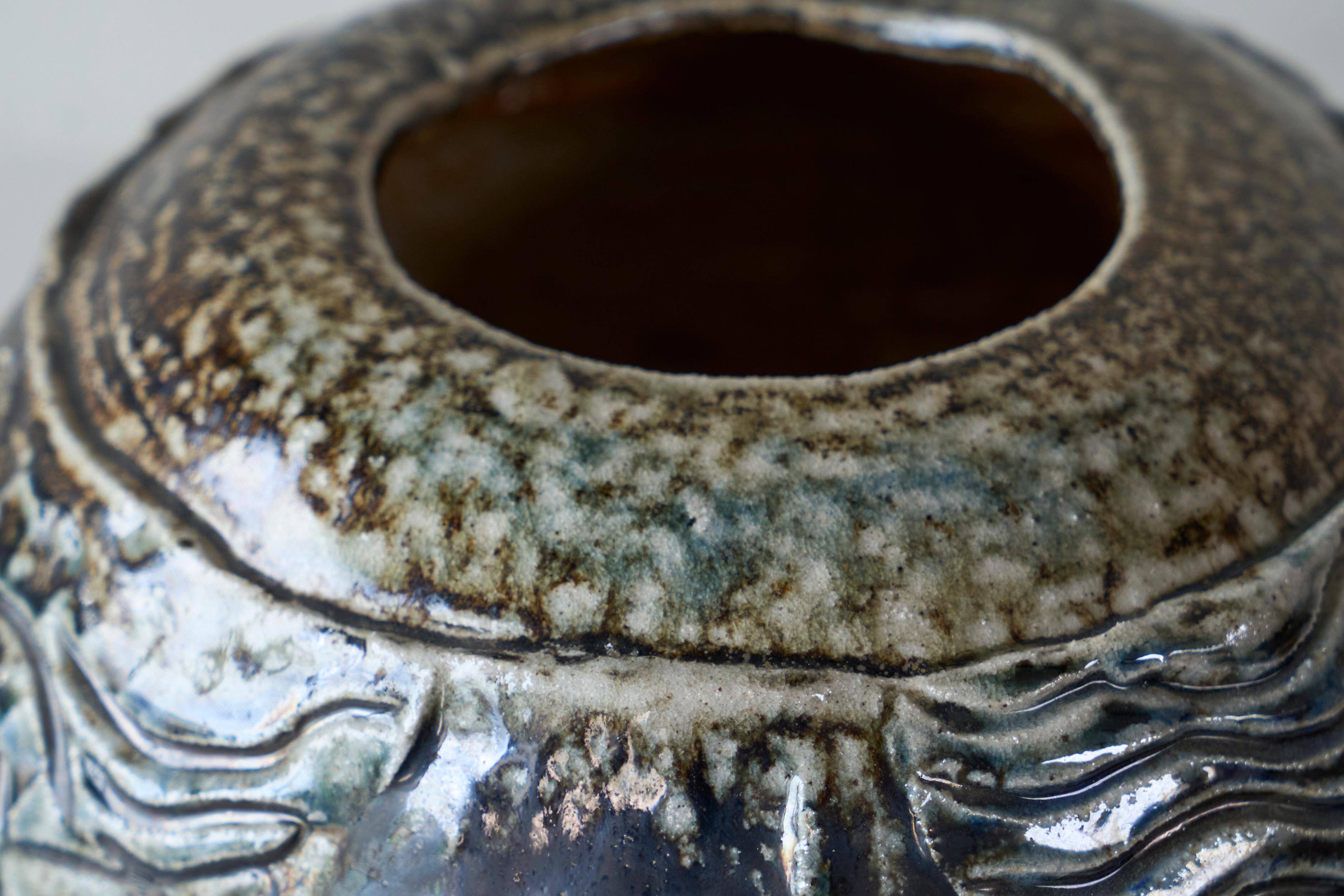 Table centrepiece or vase in studio pottery from the mid-century, 1960s.