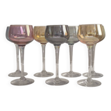 Set of 6 Alsace iridescent crystal glasses