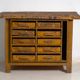 Industrial drawer unit in pine and iron – Central Europe, circa 1950