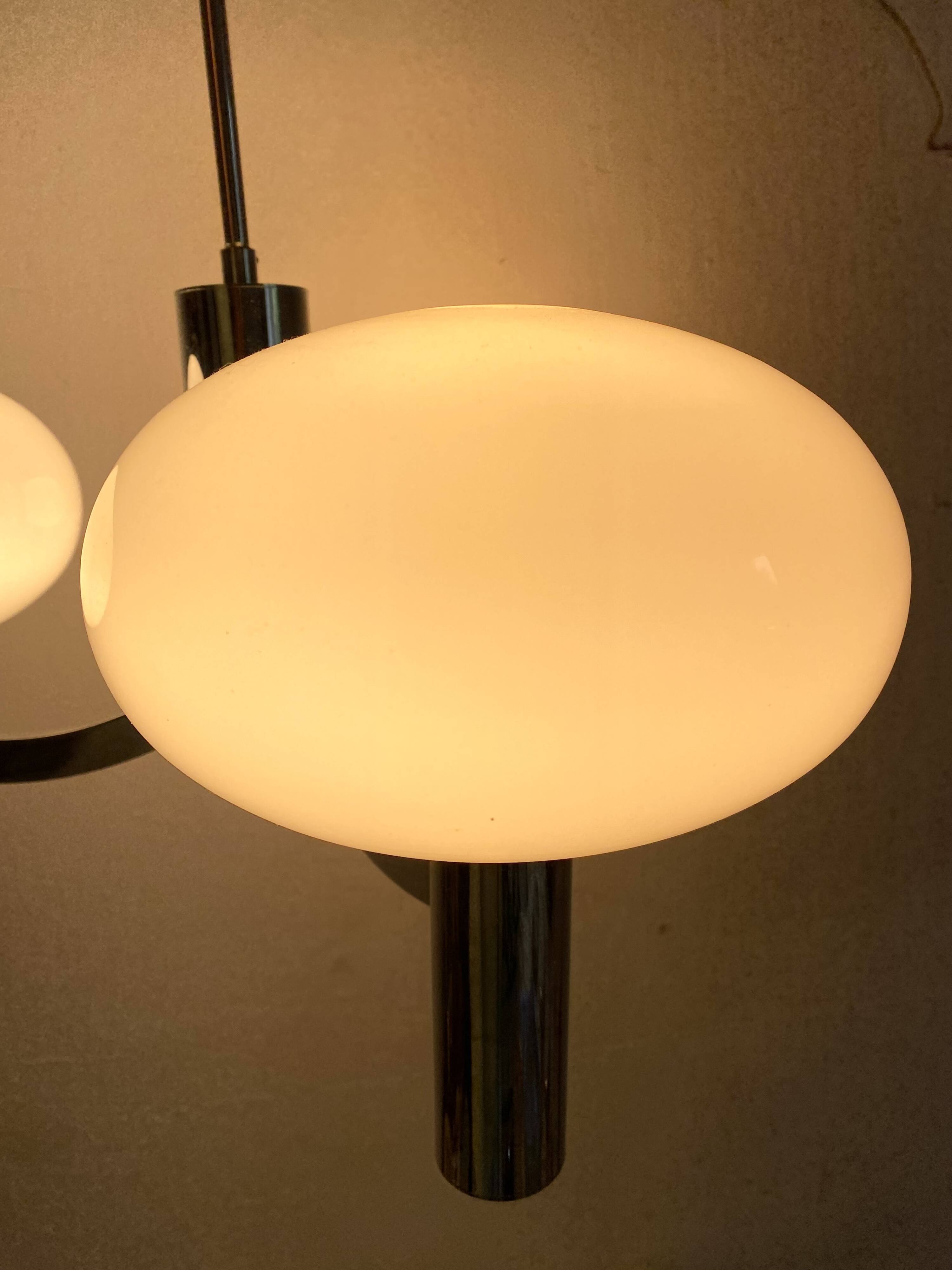 Space age glass and chrome chandelier, Italian design 1970