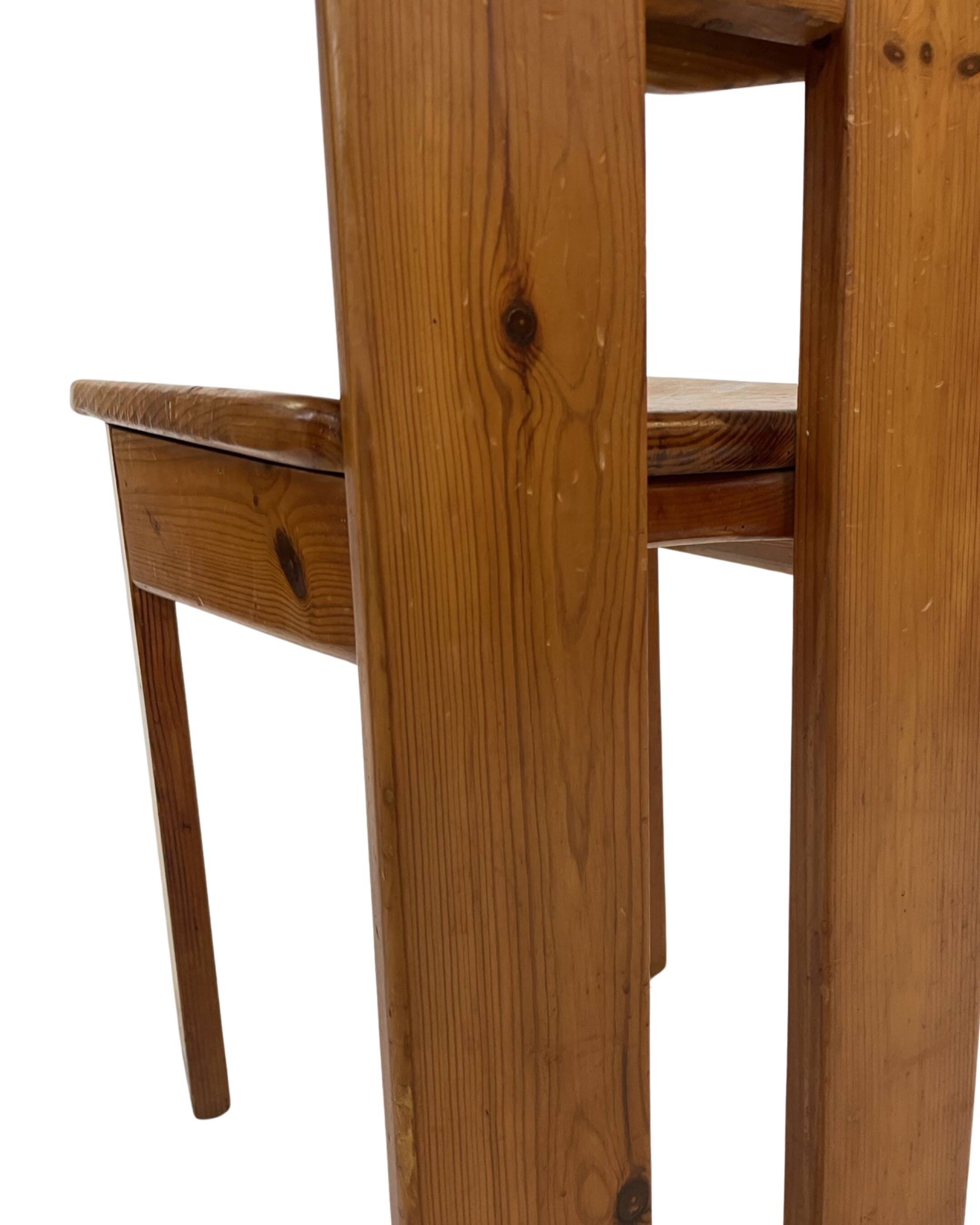 Vintage Brutalist Pine Chair 1970s Minimalist Wood Design