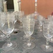 Antique engraved crystal liqueur service? St Louis model early 20th century.