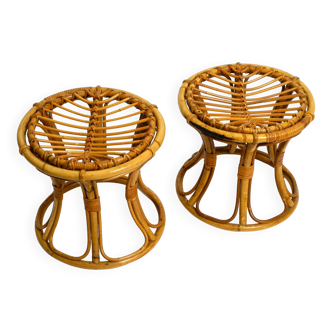 Pair of beautiful rare original 1960's Italian bamboo stools