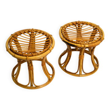 Pair of beautiful rare original 1960's Italian bamboo stools