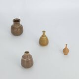 Small Mid-Century Scandinavian Modern Collectible Brown Stoneware Vase by Gunnar Borg, Set of 4