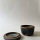 Deep blue glazed ceramic box, signed Abbaye Font Gombault, France