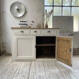 Meuble de métier enfilade patine blanche