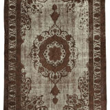 Hand-knotted bohemian turkish 1980s 212 cm x 327 cm brown rug