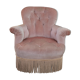 Former Napoleon lll toad chair in pink fabric on wheels