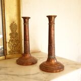 Paire de chandeliers en cuivre ancien