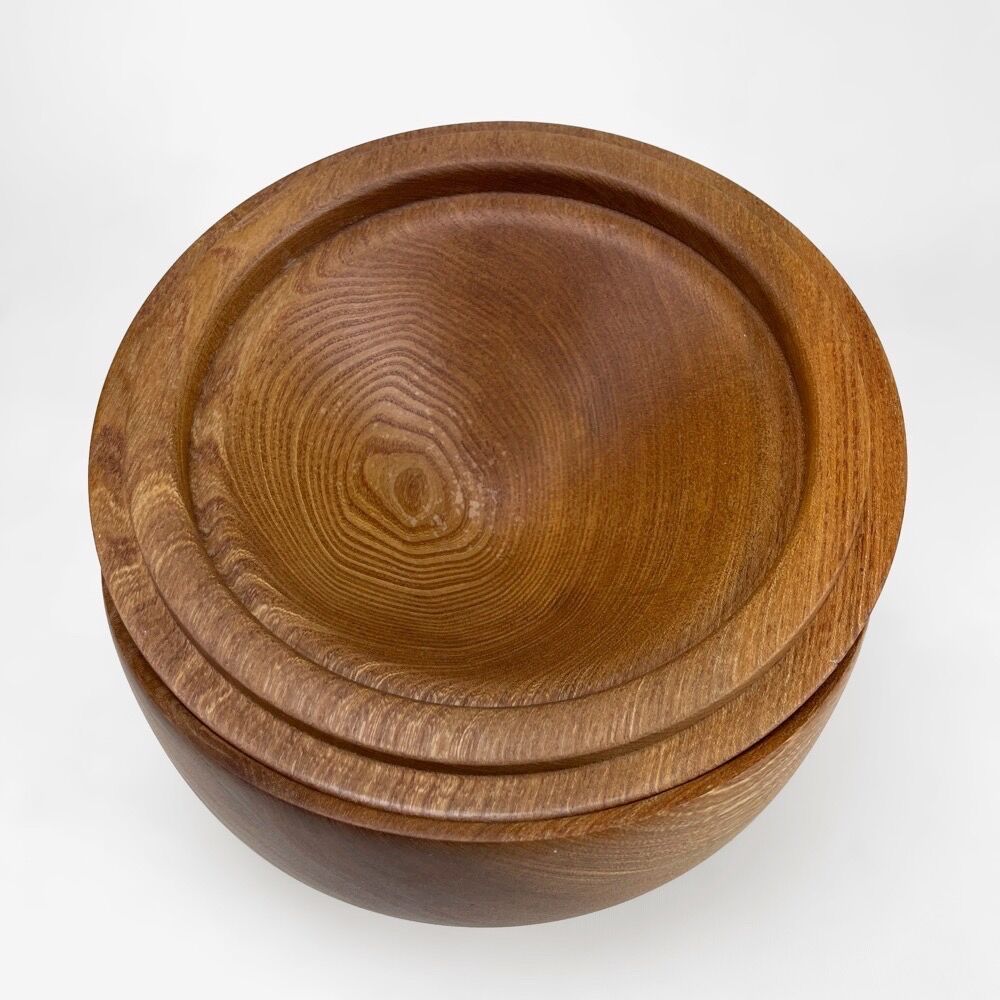 Wooden bowl turned bell shape