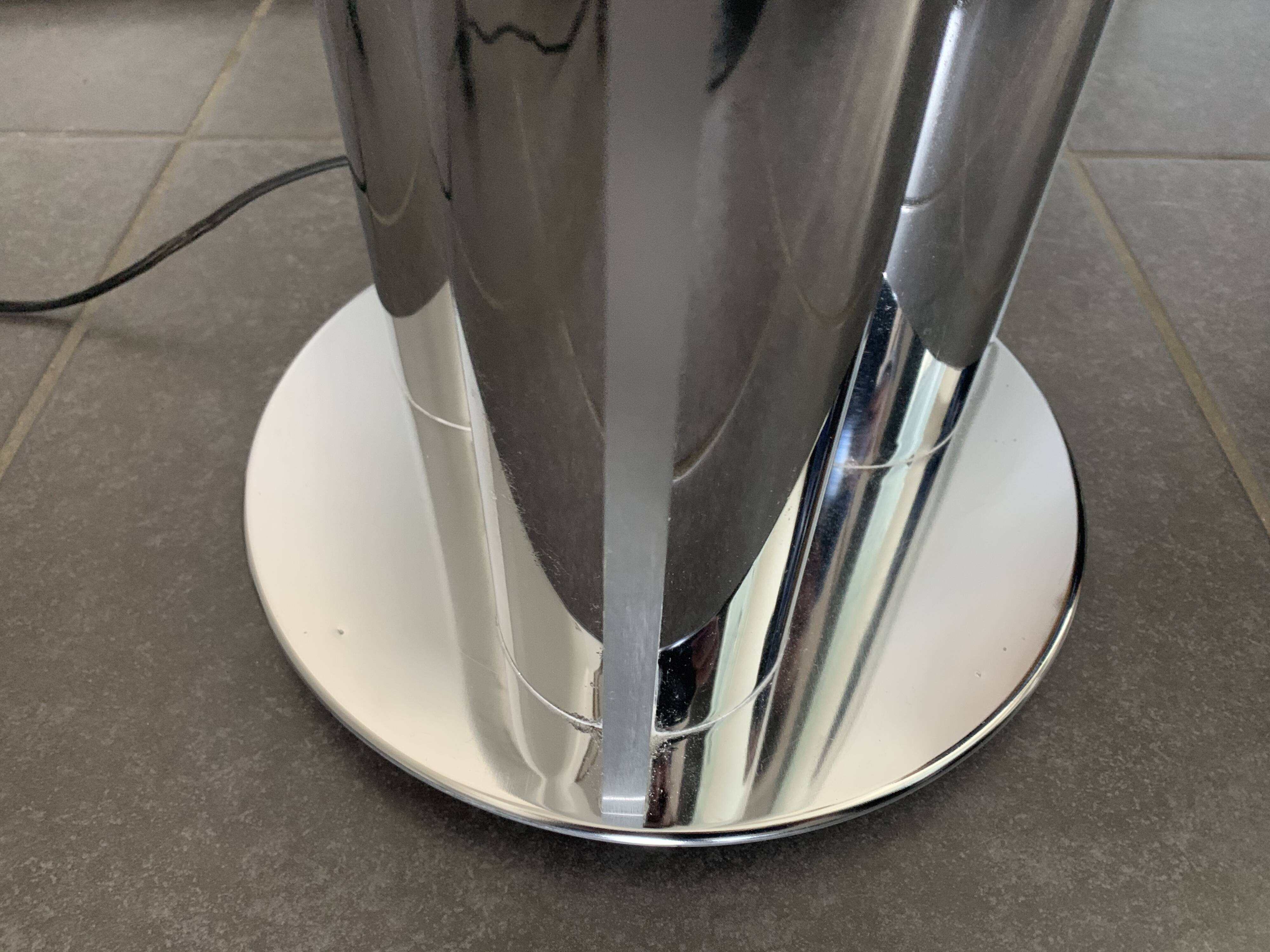 Floor lamp in chrome and glass, 1970