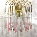 Murano chandelier pink crystal drops