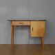 Bureau en bois des années 50 60 pied compas Baumann