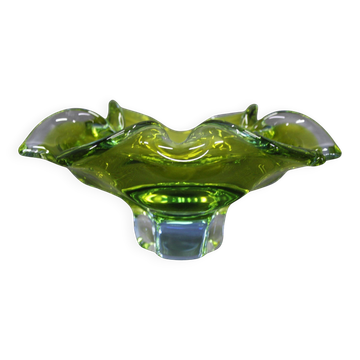 Bol en verre vert du milieu du siècle par Josef Michal Hospodka, années 1970.