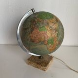 Vintage 1960 globe terrestrial glass Perrina marble world map - 28 cm