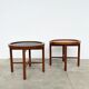Duo of round coffee tables with a reversible top — Crossed base