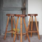 Bar stool X 3, wooden stool, brutalist stool, high stool, die
