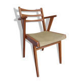 Bridge chair with armrests Scandinavian style yellow skaï