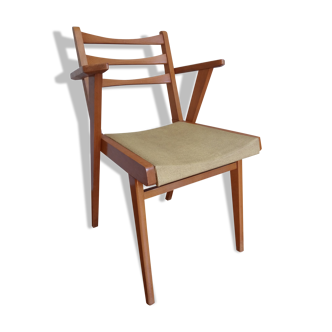 Bridge chair with armrests Scandinavian style yellow skaï