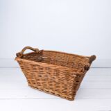 Panier Vintage Anse Rangement Mid Century Panier en osier tressé brun rougeArtisanat Hygge Skandi Sc