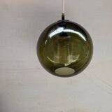 Plafonnier rond en verre vert par Carl Fagerlund pour Orrefors, 1967