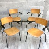 Set of 4 vintage chairs with armrests