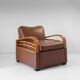 Fauteuil convertible Art Déco italien en éco-cuir marron.
