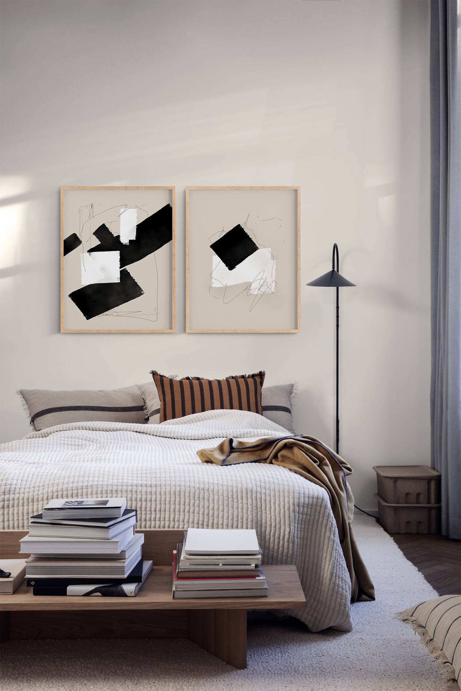 Pair of giclee prints, abstract wall art set of two, 50x70cm