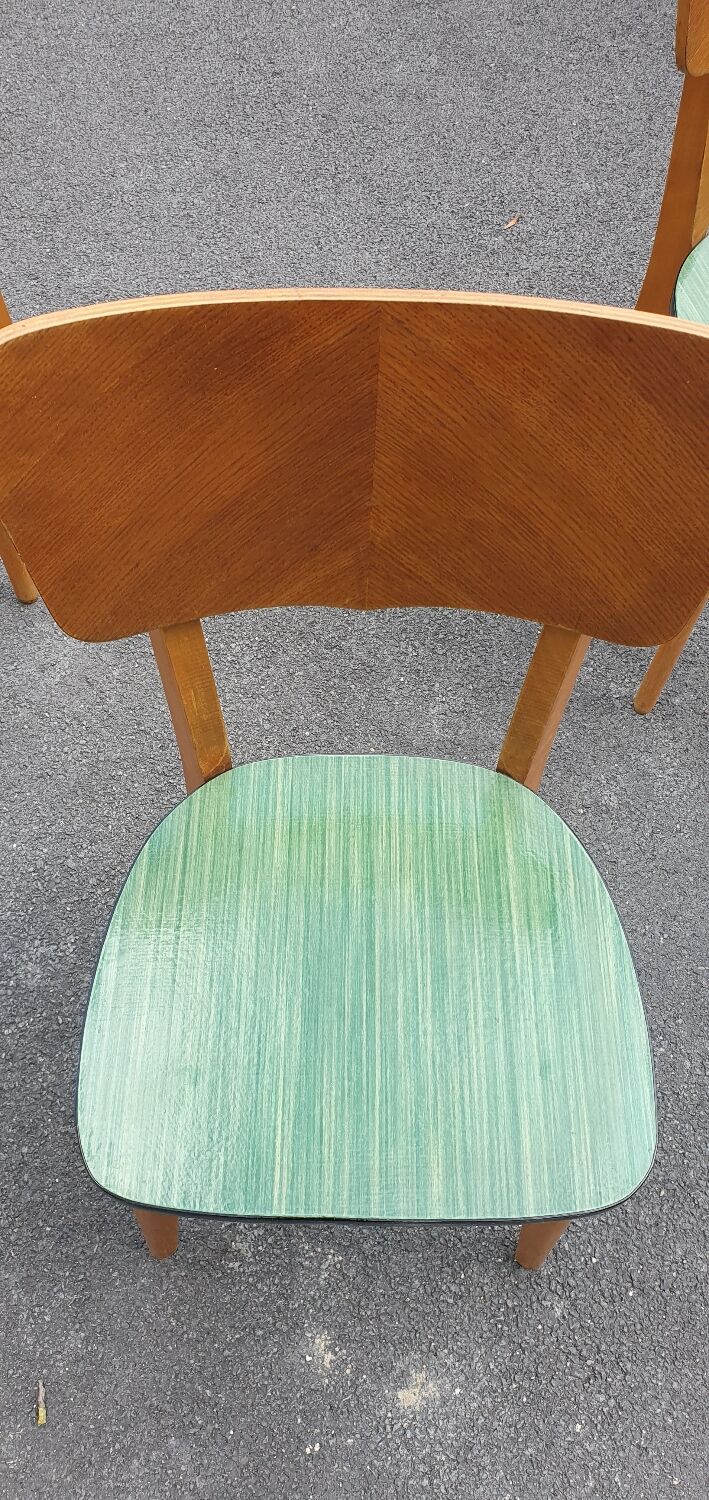 Set of 4 formica and wood chairs