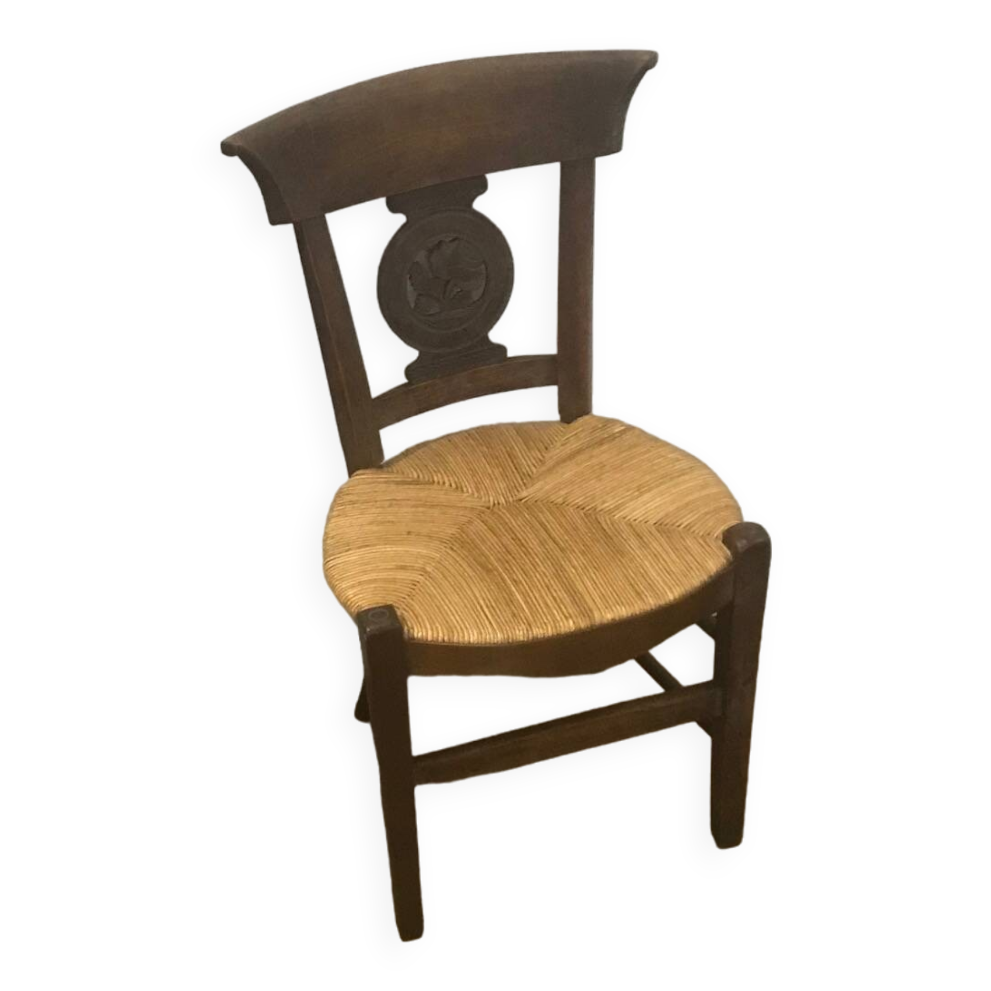 Solid wood and straw chair