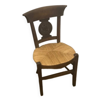 Solid wood and straw chair