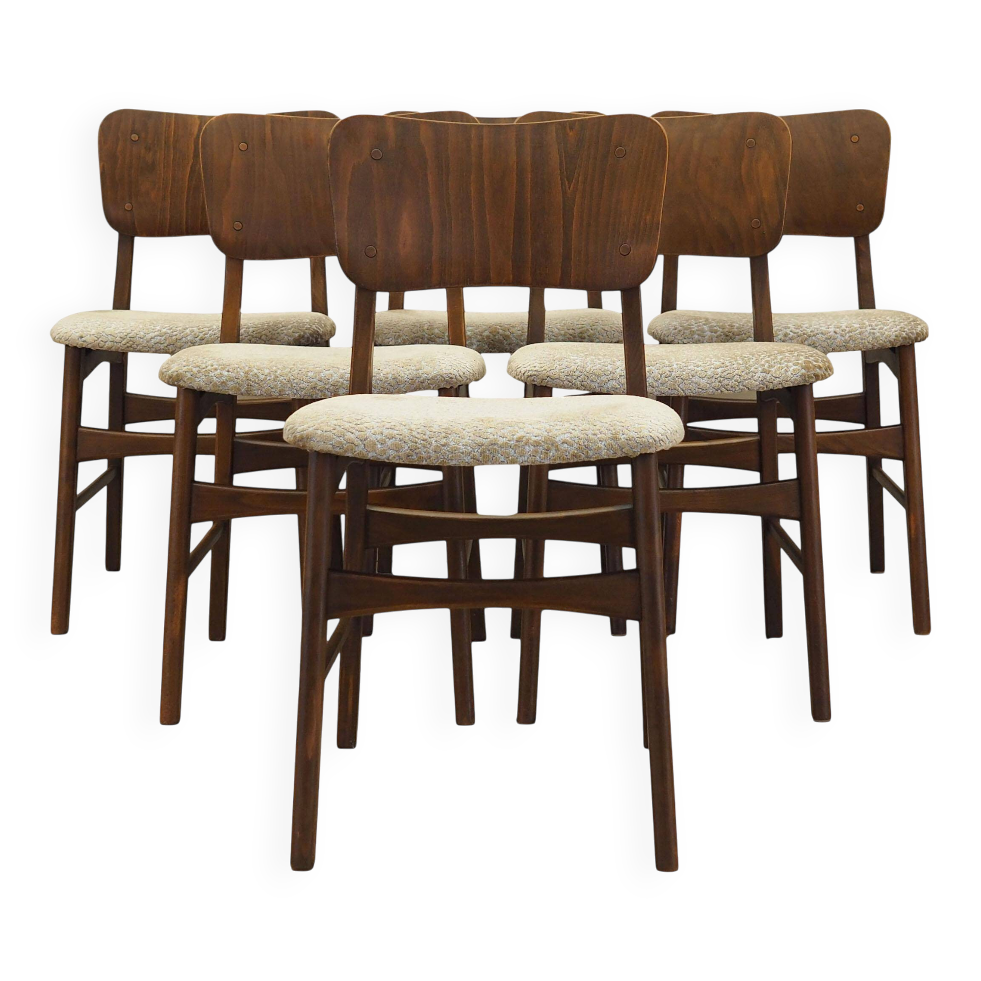 Ensemble de six chaises, design danois, années 1960, fabriquées au Danemark.