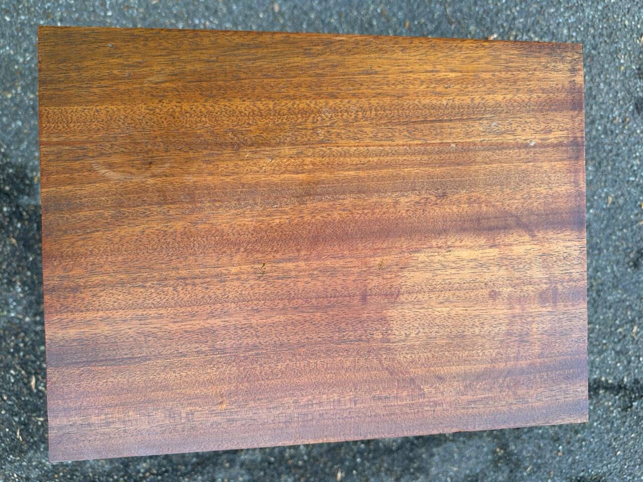 Mid-Century bedside table in solid teak/mahogany with brass, 1960.