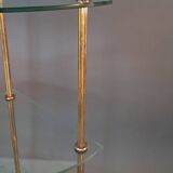 Neoclassical style 3-shelf corner cupboard in gilded brass, Circa 1950/1960.