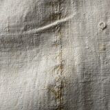 Nappe en toile de chanvre brut 19e brodée XXL