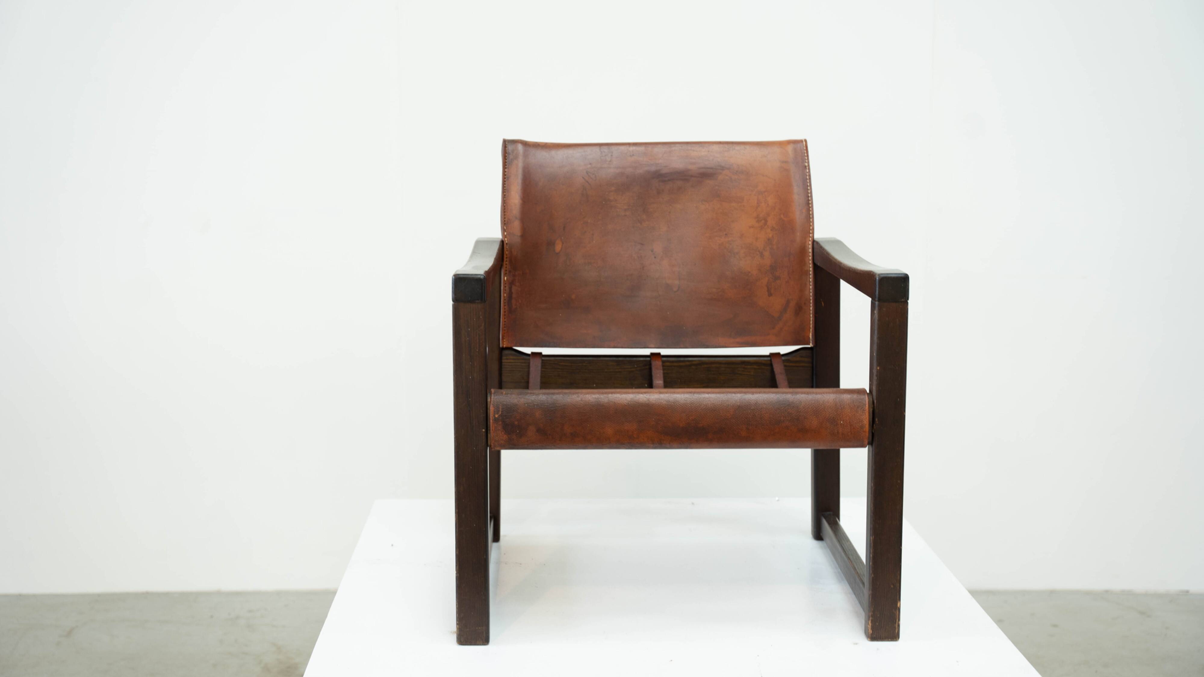 Early Karin Mobring for Ikea leather safari lounge chair