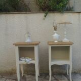 Pair of bedside tables, Elle and Lui, re-enchanted end tables in beige.