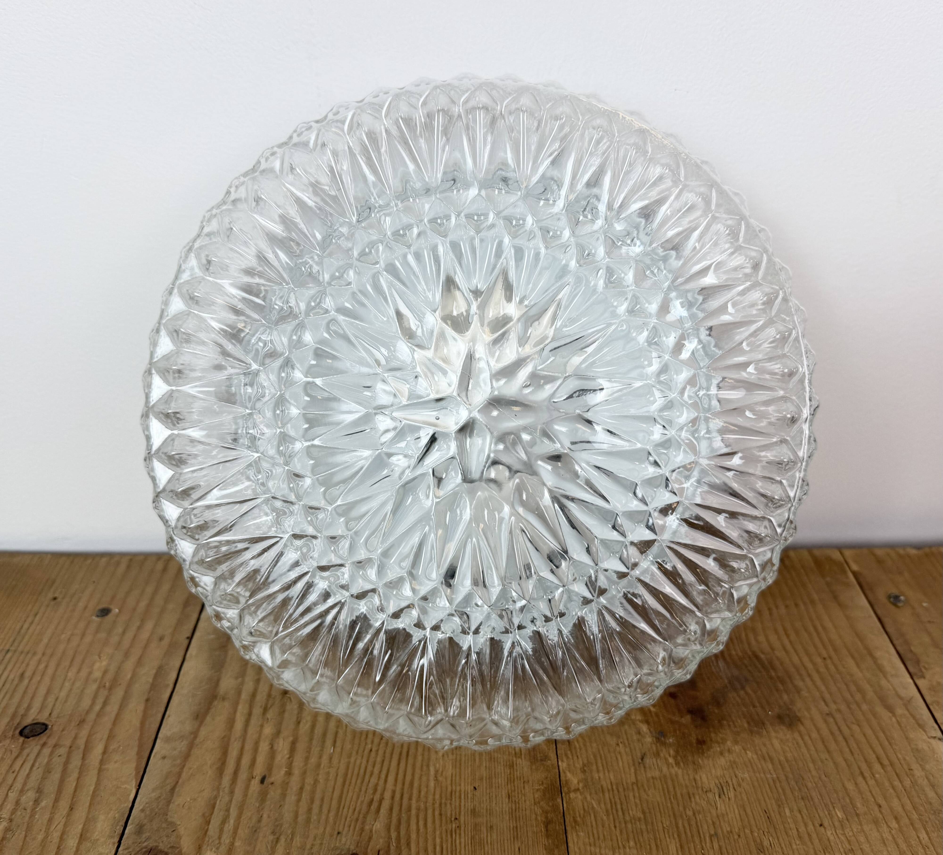 Vintage Glass Wall or Ceiling Light, 1970s