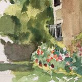 Aquarelle paysage demeure ancienne